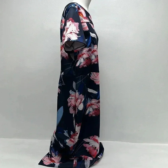 Alexia Admor Dress Short Sleeve A Line Scuba Floral Print Navy Blue Size XL - Picture 4 of 10